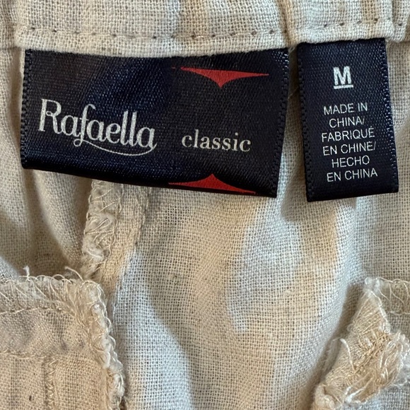 Rafaella Beige Classic Higher Rise Wide Leg Comfort Waist Linen Pants - Picture 7 of 7